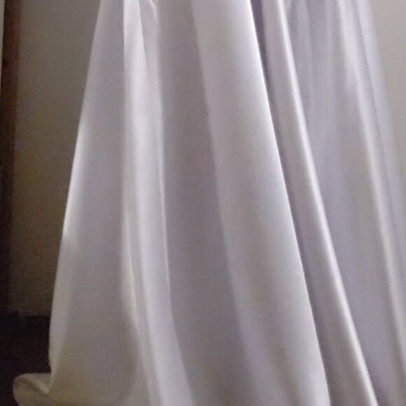 High Waist A-Line Satin White Skirt - Picture 11 of 11